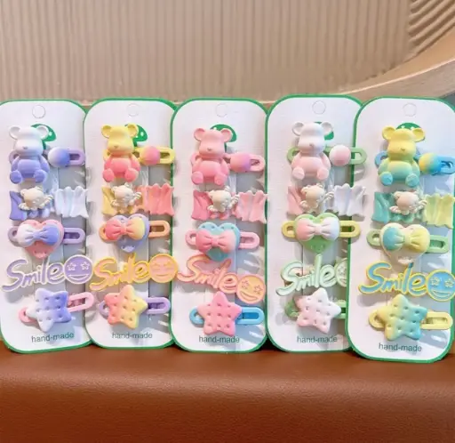 [P0030] 5 VĨ KẸP charm gấu nổi