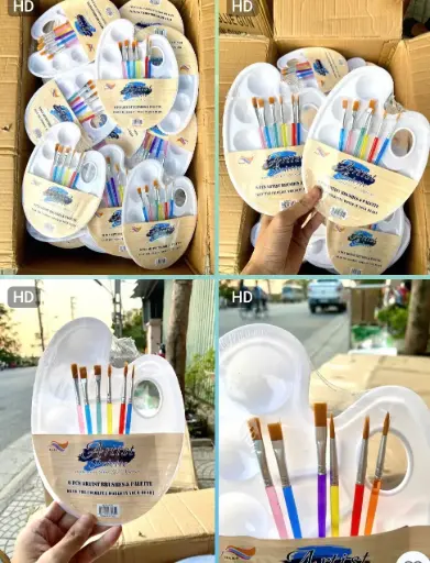 [P0204] KHAY TÔ MÀU KÈM CỌ VẼ